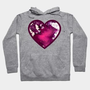 Pink/Maroon Paint Pour Heart Hoodie